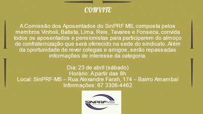 Almoço do SinPRF-MS para aposentados e pensionistas