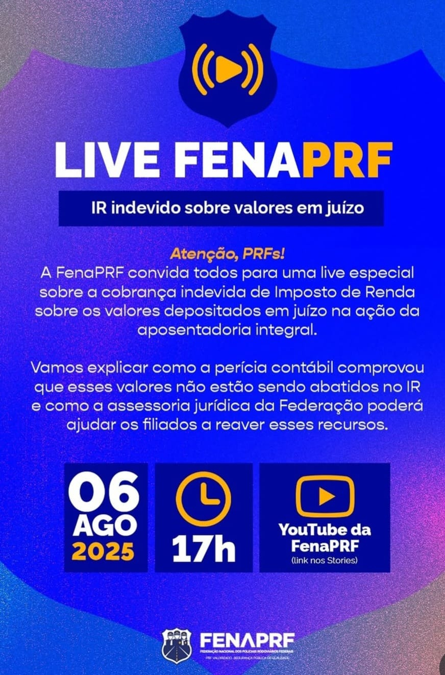 FenaPRF realiza live, hoje, sobre cobrança indevida de Imposto de  Renda