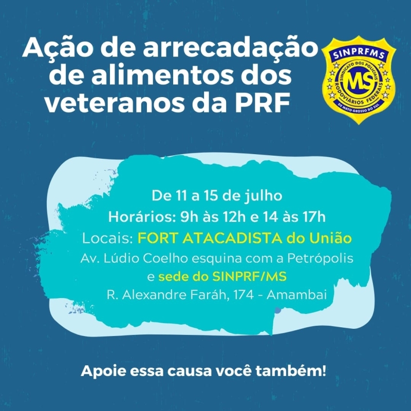 Veteranos da PRF promovem campanha de arrecadação de alimentos 